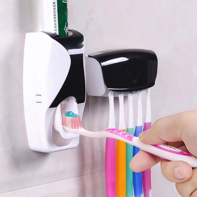 Kit porte-brosses à dents et distributeur de dentifrice 